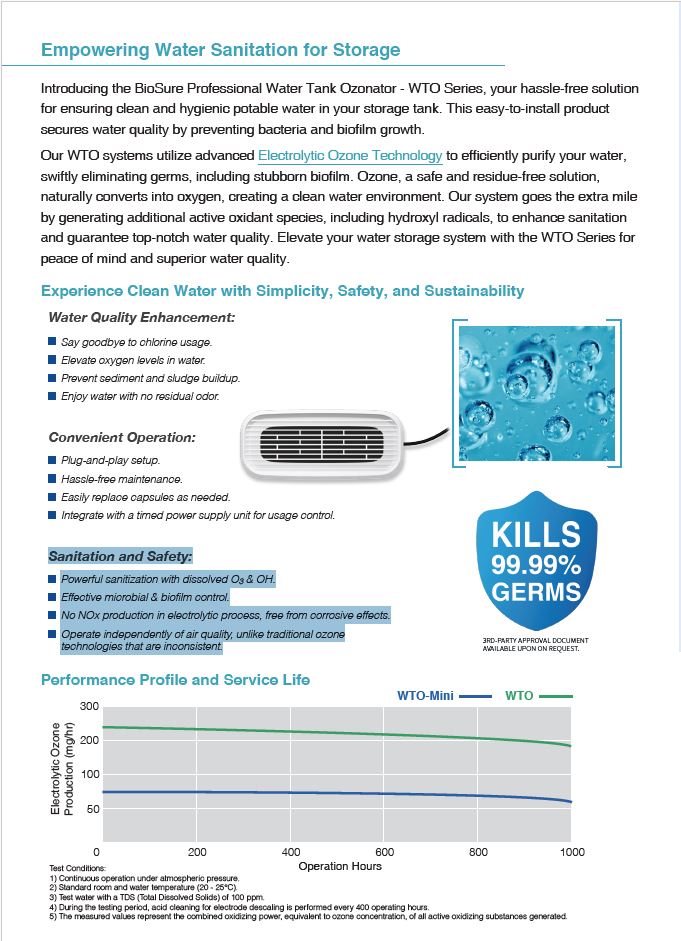 BioSure WTO - Water Tank Ozone treatment